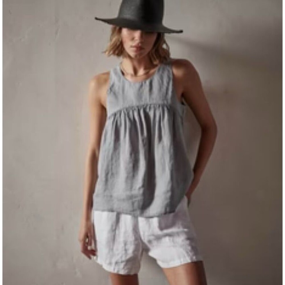 James Perse Gathered Linen Top